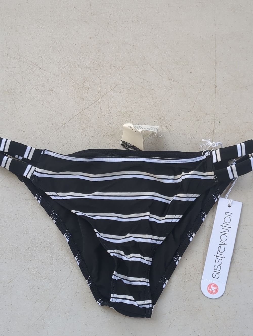 Sisstrevolution Black & White Striped Bikini Bottom